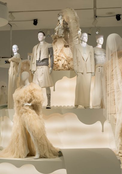View of the exhibition Love Is Love: Wedding Bliss for All à la Jean Paul Gaultier, the Montreal Museum of Fine Arts, 2017. Photo Denis Farley